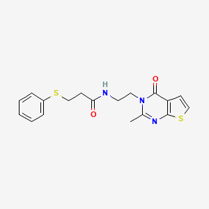 molecular formula C18H19N3O2S2 B2869355 N-(2-(2-methyl-4-oxothieno[2,3-d]pyrimidin-3(4H)-yl)ethyl)-3-(phenylthio)propanamide CAS No. 2034601-31-3