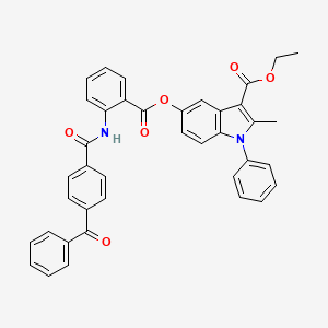 molecular formula C39H30N2O6 B2869361 ethyl 5-((2-(4-benzoylbenzamido)benzoyl)oxy)-2-methyl-1-phenyl-1H-indole-3-carboxylate CAS No. 392320-09-1
