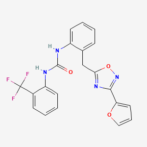 molecular formula C21H15F3N4O3 B2869371 1-(2-((3-(Furan-2-yl)-1,2,4-oxadiazol-5-yl)methyl)phenyl)-3-(2-(trifluoromethyl)phenyl)urea CAS No. 1797068-61-1