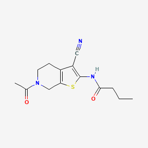 molecular formula C14H17N3O2S B2869372 N-(6-乙酰基-3-氰基-5,7-二氢-4H-噻吩[2,3-c]吡啶-2-基)丁酰胺 CAS No. 864859-02-9