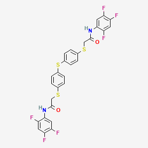 molecular formula C28H18F6N2O2S3 B2869373 2-({4-[(4-{[2-oxo-2-(2,4,5-trifluoroanilino)ethyl]sulfanyl}phenyl)sulfanyl]phenyl}sulfanyl)-N-(2,4,5-trifluorophenyl)acetamide CAS No. 882749-67-9