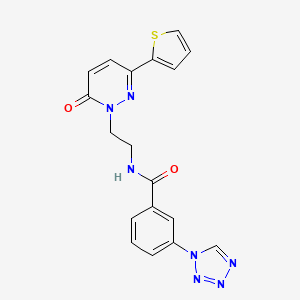 molecular formula C18H15N7O2S B2869375 N-(2-(6-oxo-3-(thiophen-2-yl)pyridazin-1(6H)-yl)ethyl)-3-(1H-tetrazol-1-yl)benzamide CAS No. 1219904-33-2