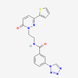 molecular formula C18H15N7O2S B2869375 N-(2-(6-氧代-3-(噻吩-2-基)吡哒嗪-1(6H)-基)乙基)-3-(1H-四唑-1-基)苯甲酰胺 CAS No. 1219904-33-2