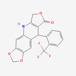 molecular formula C19H12F3NO4 B2869378 9-[2-(trifluoromethyl)phenyl]-6,9-dihydro[1,3]dioxolo[4,5-g]furo[3,4-b]quinolin-8(5H)-one CAS No. 900014-89-3