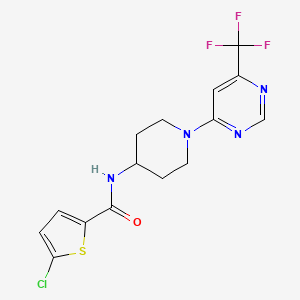 molecular formula C15H14ClF3N4OS B2869382 5-chloro-N-(1-(6-(trifluoromethyl)pyrimidin-4-yl)piperidin-4-yl)thiophene-2-carboxamide CAS No. 2034405-53-1