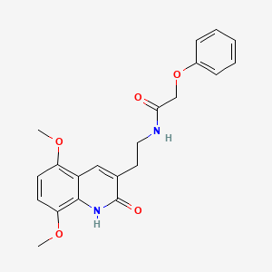 molecular formula C21H22N2O5 B2869385 N-[2-(5,8-dimethoxy-2-oxo-1H-quinolin-3-yl)ethyl]-2-phenoxyacetamide CAS No. 851403-47-9