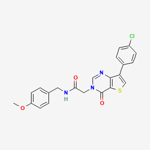 molecular formula C22H18ClN3O3S B2869386 2-[7-(4-chlorophenyl)-4-oxothieno[3,2-d]pyrimidin-3(4H)-yl]-N-(4-methoxybenzyl)acetamide CAS No. 1105241-51-7