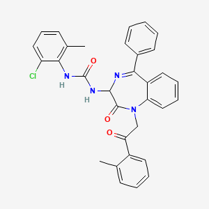 molecular formula C32H27ClN4O3 B2869391 N-(2,5-二氮杂-2-(2-(2-甲基苯基)-2-氧代乙基)-3-氧代-6-苯基双环[5.4.0]十一碳-1(7),5,8,10-四烯-4-基)((6-氯-2-甲基苯基)氨基)甲酰胺 CAS No. 1796911-66-4