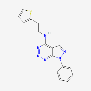 molecular formula C16H14N6S B2869394 7-phenyl-N-(2-(thiophen-2-yl)ethyl)-7H-pyrazolo[3,4-d][1,2,3]triazin-4-amine CAS No. 1251560-50-5