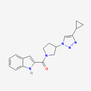 molecular formula C18H19N5O B2869404 (3-(4-cyclopropyl-1H-1,2,3-triazol-1-yl)pyrrolidin-1-yl)(1H-indol-2-yl)methanone CAS No. 2034612-83-2