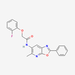 molecular formula C21H16FN3O3 B2869406 2-(2-氟苯氧基)-N-(5-甲基-2-苯基恶唑并[5,4-b]吡啶-6-基)乙酰胺 CAS No. 2034317-44-5