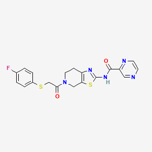 N-(5-(2-((4-fluorophenyl)thio)acetyl)-4,5,6,7-tetrahydrothiazolo[5,4-c]pyridin-2-yl)pyrazine-2-carboxamide
