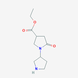 molecular formula C11H18N2O3 B2869414 Ethyl 5-oxo-1-pyrrolidin-3-ylpyrrolidine-3-carboxylate CAS No. 2105002-68-2