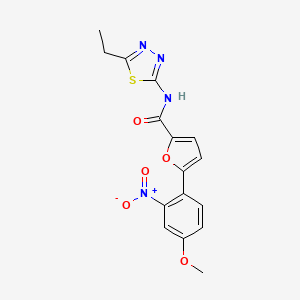 molecular formula C16H14N4O5S B2869420 N-(5-乙基-1,3,4-噻二唑-2-基)-5-(4-甲氧基-2-硝基苯基)呋喃-2-甲酰胺 CAS No. 887348-67-6