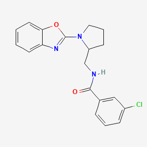 molecular formula C19H18ClN3O2 B2869436 N-((1-(benzo[d]oxazol-2-yl)pyrrolidin-2-yl)methyl)-3-chlorobenzamide CAS No. 1795209-30-1