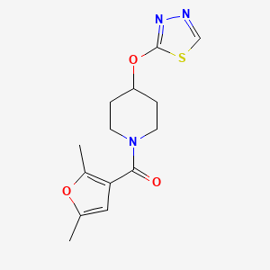 molecular formula C14H17N3O3S B2869447 (4-((1,3,4-Thiadiazol-2-yl)oxy)piperidin-1-yl)(2,5-dimethylfuran-3-yl)methanone CAS No. 2176069-82-0