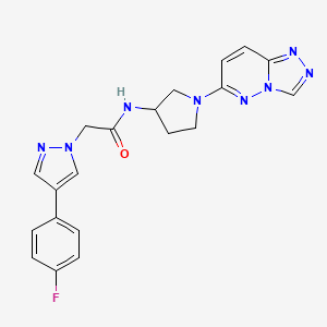 molecular formula C20H19FN8O B2869467 N-(1-([1,2,4]triazolo[4,3-b]pyridazin-6-yl)pyrrolidin-3-yl)-2-(4-(4-fluorophenyl)-1H-pyrazol-1-yl)acetamide CAS No. 2034469-18-4