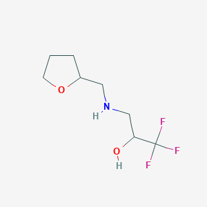 molecular formula C8H14F3NO2 B2869469 1,1,1-三氟-3-{[(氧杂环-2-基)甲基]氨基}丙烷-2-醇 CAS No. 866135-63-9