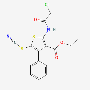 Ethyl 2-(2-chloroacetamido)-5-(cyanosulfanyl)-4-phenylthiophene-3-carboxylate