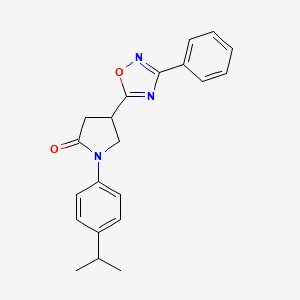 molecular formula C21H21N3O2 B2869486 1-(4-Isopropylphenyl)-4-(3-phenyl-1,2,4-oxadiazol-5-yl)-2-pyrrolidinone CAS No. 941892-29-1