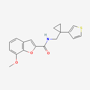 molecular formula C18H17NO3S B2869501 7-Methoxy-N-[(1-thiophen-3-ylcyclopropyl)methyl]-1-benzofuran-2-carboxamide CAS No. 2415468-26-5