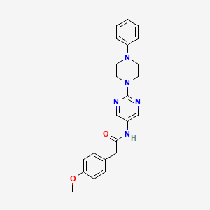 molecular formula C23H25N5O2 B2869502 2-(4-甲氧基苯基)-N-(2-(4-苯基哌嗪-1-基)嘧啶-5-基)乙酰胺 CAS No. 1421483-77-3