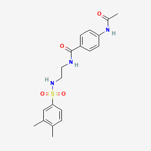 molecular formula C19H23N3O4S B2869503 4-acetamido-N-(2-(3,4-dimethylphenylsulfonamido)ethyl)benzamide CAS No. 1091397-72-6