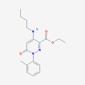 molecular formula C18H23N3O3 B2869507 Ethyl 4-(butylamino)-6-oxo-1-(o-tolyl)-1,6-dihydropyridazine-3-carboxylate CAS No. 922090-96-8