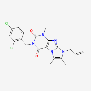 molecular formula C20H19Cl2N5O2 B2869514 3-[(2,4-dichlorophenyl)methyl]-1,6,7-trimethyl-8-(prop-2-en-1-yl)-1H,2H,3H,4H,8H-imidazo[1,2-g]purine-2,4-dione CAS No. 878720-47-9