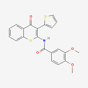 molecular formula C22H17NO4S2 B2869519 3,4-dimethoxy-N-(4-oxo-3-(thiophen-2-yl)-4H-thiochromen-2-yl)benzamide CAS No. 883964-70-3