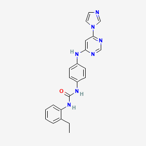 molecular formula C22H21N7O B2869562 1-(4-((6-(1H-咪唑-1-基)嘧啶-4-基)氨基)苯基)-3-(2-乙基苯基)脲 CAS No. 1171612-54-6