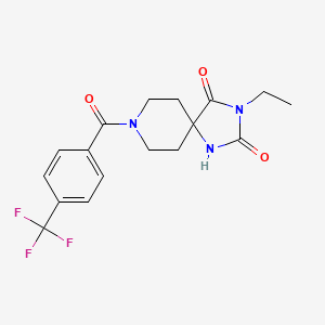 molecular formula C17H18F3N3O3 B2869574 3-Ethyl-8-(4-(trifluoromethyl)benzoyl)-1,3,8-triazaspiro[4.5]decane-2,4-dione CAS No. 1021040-17-4
