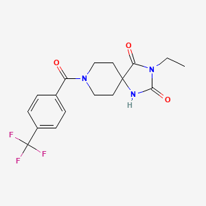 molecular formula C17H18F3N3O3 B2869574 3-乙基-8-(4-(三氟甲基)苯甲酰)-1,3,8-三氮杂螺[4.5]癸烷-2,4-二酮 CAS No. 1021040-17-4