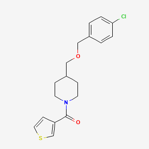 molecular formula C18H20ClNO2S B2869585 (4-(((4-Chlorobenzyl)oxy)methyl)piperidin-1-yl)(thiophen-3-yl)methanone CAS No. 1396878-52-6