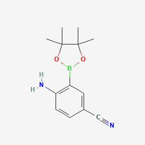 molecular formula C13H17BN2O2 B2869588 4-Amino-3-(4,4,5,5-tetramethyl-1,3,2-dioxaborolan-2-yl)benzonitrile CAS No. 1315350-04-9