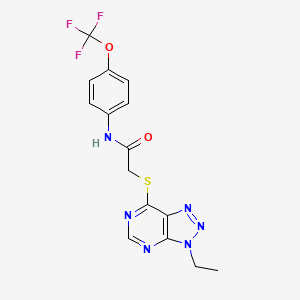 molecular formula C15H13F3N6O2S B2869589 2-((3-乙基-3H-[1,2,3]三唑并[4,5-d]嘧啶-7-基)硫代)-N-(4-(三氟甲氧基)苯基)乙酰胺 CAS No. 1058238-82-6