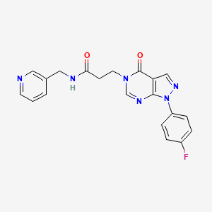 molecular formula C20H17FN6O2 B2869591 3-(1-(4-fluorophenyl)-4-oxo-1H-pyrazolo[3,4-d]pyrimidin-5(4H)-yl)-N-(pyridin-3-ylmethyl)propanamide CAS No. 946283-18-7