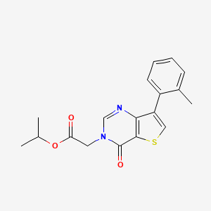 molecular formula C18H18N2O3S B2869597 isopropyl 2-(4-oxo-7-(o-tolyl)thieno[3,2-d]pyrimidin-3(4H)-yl)acetate CAS No. 1207040-97-8