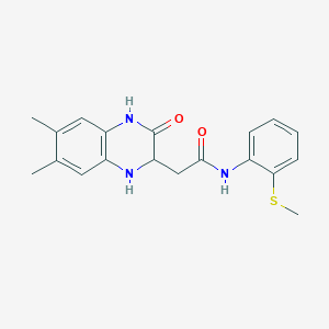 molecular formula C19H21N3O2S B2869603 2-(6,7-dimethyl-3-oxo-1,2,3,4-tetrahydroquinoxalin-2-yl)-N-(2-(methylthio)phenyl)acetamide CAS No. 472982-66-4