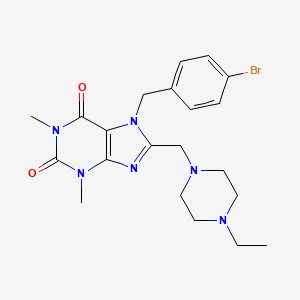 molecular formula C21H27BrN6O2 B2869604 7-(4-bromobenzyl)-8-[(4-ethylpiperazin-1-yl)methyl]-1,3-dimethyl-3,7-dihydro-1H-purine-2,6-dione CAS No. 851938-08-4