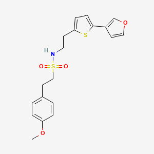 molecular formula C19H21NO4S2 B2869619 N-(2-(5-(呋喃-3-基)噻吩-2-基)乙基)-2-(4-甲氧基苯基)乙磺酰胺 CAS No. 2034596-69-3