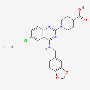 1-{4-[(2H-1,3-benzodioxol-5-ylmethyl)amino]-6-chloroquinazolin-2-yl}piperidine-4-carboxylic acid hydrochloride