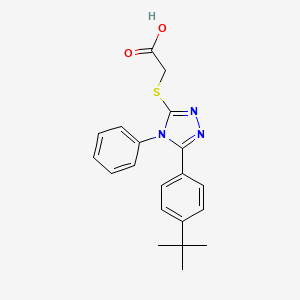 molecular formula C20H21N3O2S B2869625 2-{[5-(4-tert-butylphenyl)-4-phenyl-4H-1,2,4-triazol-3-yl]sulfanyl}acetic acid CAS No. 312522-54-6