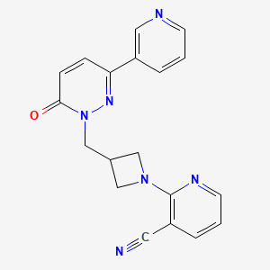 molecular formula C19H16N6O B2869626 2-(3-{[6-Oxo-3-(pyridin-3-yl)-1,6-dihydropyridazin-1-yl]methyl}azetidin-1-yl)pyridine-3-carbonitrile CAS No. 2202166-74-1