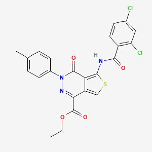 molecular formula C23H17Cl2N3O4S B2869628 Ethyl 5-[(2,4-dichlorobenzoyl)amino]-3-(4-methylphenyl)-4-oxothieno[3,4-d]pyridazine-1-carboxylate CAS No. 851948-34-0