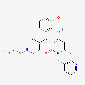 molecular formula C26H32N4O4 B2869632 4-羟基-3-((4-(2-羟乙基)哌嗪-1-基)(3-甲氧基苯基)甲基)-6-甲基-1-(吡啶-3-基甲基)吡啶-2(1H)-酮 CAS No. 897611-79-9