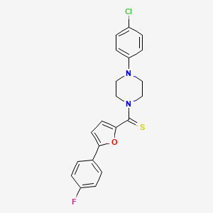 molecular formula C21H18ClFN2OS B2869639 (4-(4-Chlorophenyl)piperazin-1-yl)(5-(4-fluorophenyl)furan-2-yl)methanethione CAS No. 941897-08-1