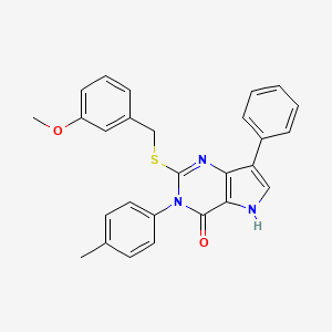 molecular formula C27H23N3O2S B2869641 2-((3-methoxybenzyl)thio)-7-phenyl-3-(p-tolyl)-3H-pyrrolo[3,2-d]pyrimidin-4(5H)-one CAS No. 1793879-56-7