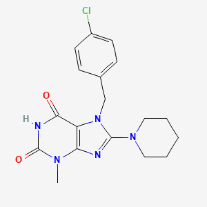 molecular formula C18H20ClN5O2 B2869644 7-(4-chlorobenzyl)-3-methyl-8-(piperidin-1-yl)-1H-purine-2,6(3H,7H)-dione CAS No. 331839-85-1