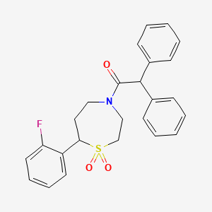 molecular formula C25H24FNO3S B2869646 1-(7-(2-氟苯基)-1,1-二氧化-1,4-噻吩环-4-基)-2,2-二苯基乙酮 CAS No. 2034458-14-3